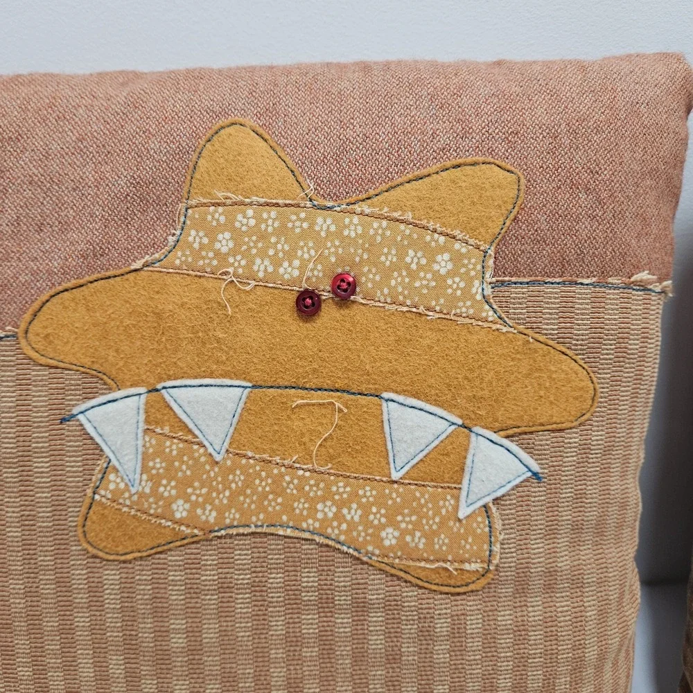 Pair Of Brokesy Artist Abtract Sad Monster Throw Pillows Approx 17